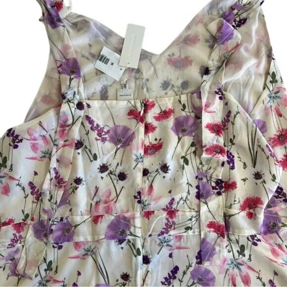 New NWT Pleione cream flowered tank 3x blouse peplum - Picture 3 of 3